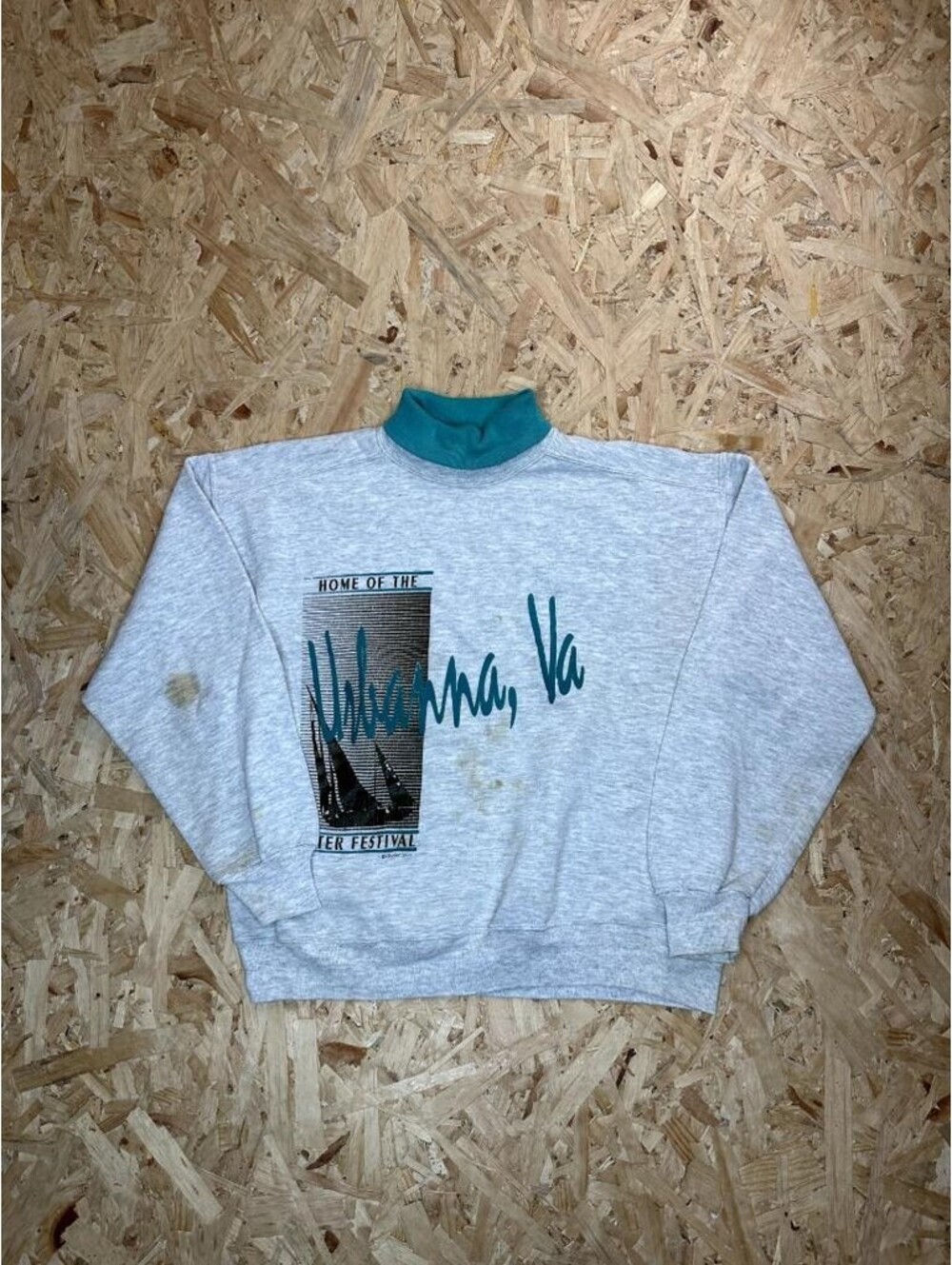 Vintage Urbanna VA Oyster Festival Sweatshirt Mens Large Gopher Sport Mock Neck